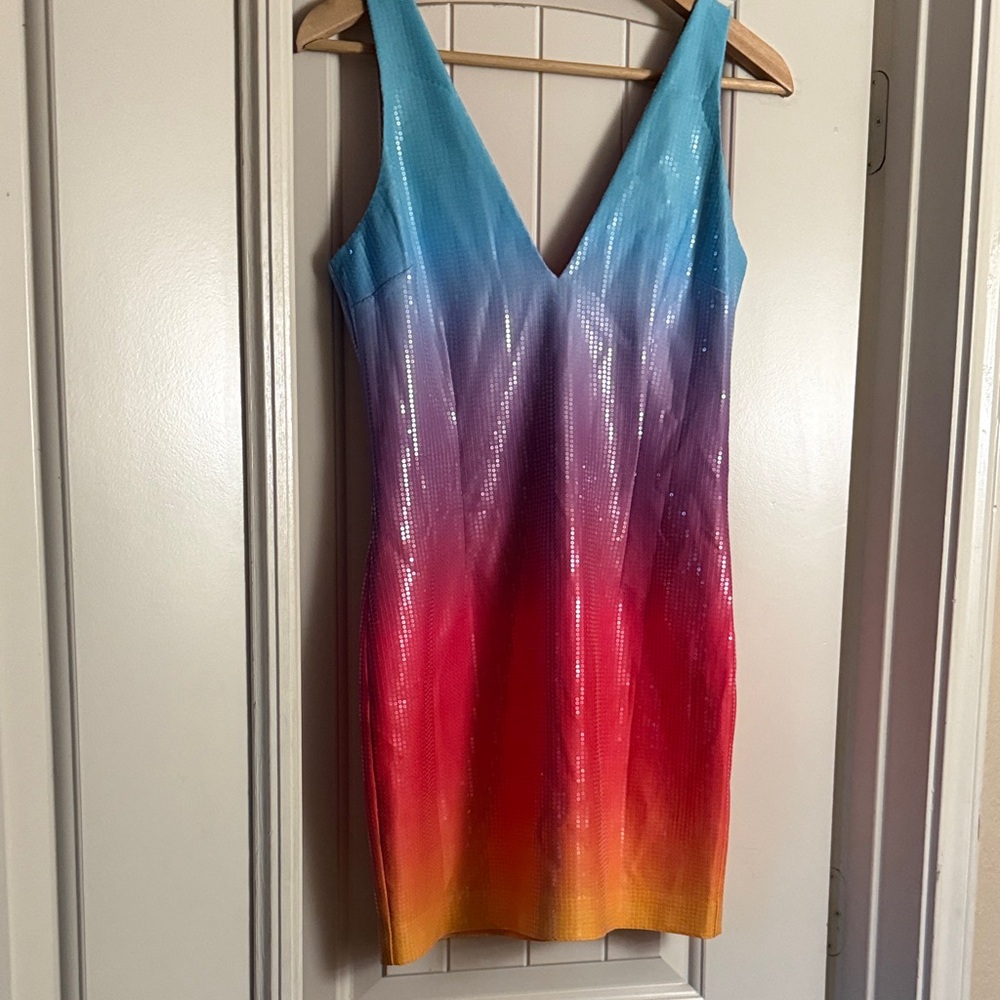 Gradient Scoop Neck Mini Dress - Multi - Picture 4 of 11